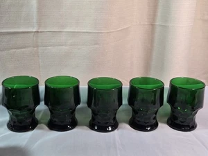 Juego de 5 vasos vintage con huella digital georgiana verde esmeralda - Imagen 1 de 14