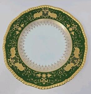 Coalport Dinner Plate Gold Encrusted & Green Border 10 1/4" C. 1891-1887 - Picture 1 of 13
