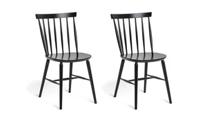 Habitat Talia Pair of Solid Wood Dining Chairs - Black - Picture 1 of 9