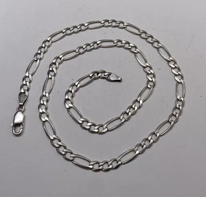 Vintage Mexico Sterling Silver 7mm Figaro Chain Necklace Solid 925 - Picture 1 of 6