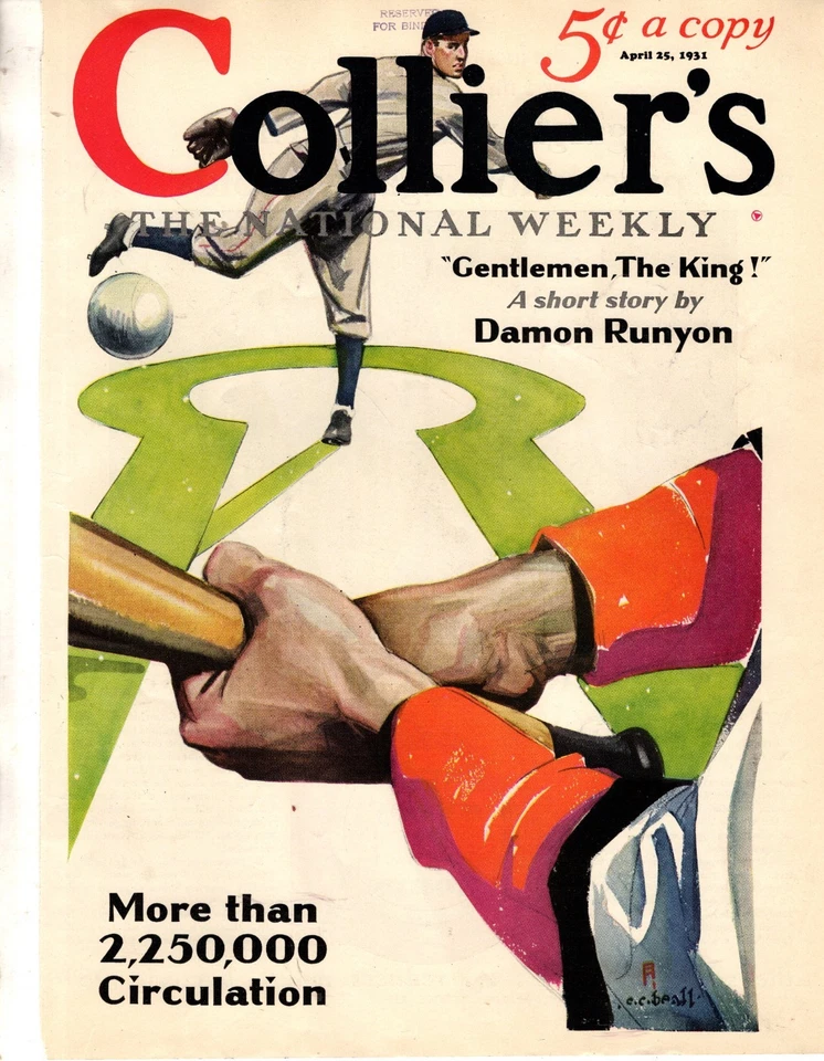 1931 Colliers April 25 - Baseball; Frank Buck; Damon Runyon; Jean Lafitte - Image 1 of 1