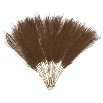 50 Pcs Faux Pampas Grass 52cm/20.5" Dried Pampas Grass Decor, Dark Brown - Image 1 of 4