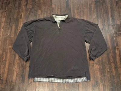 Structure 运动套衫男式大号黑色格子领长袖休闲 — 第 1/4 张图片