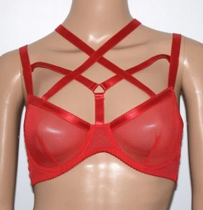 Neu ohne Etikett Lapdance rot Spitze Träger Käfig BH Einheitsgröße - Bild 1 von 5