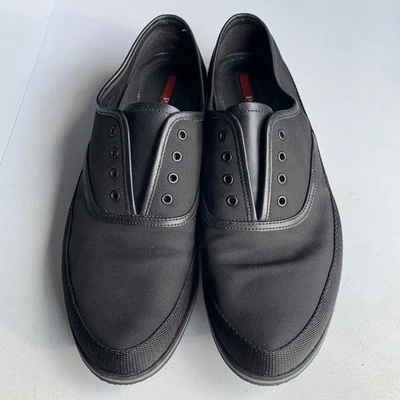 Prada Espadrilles Men's 6.5 Black Nylon Slip-On Loafers 4E3114 Designer - Image 1 of 4