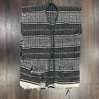 True Vintage 60s 70s Distressed Mexican Serape Blanket Poncho Vest Hippy Biker - Image 1 of 4