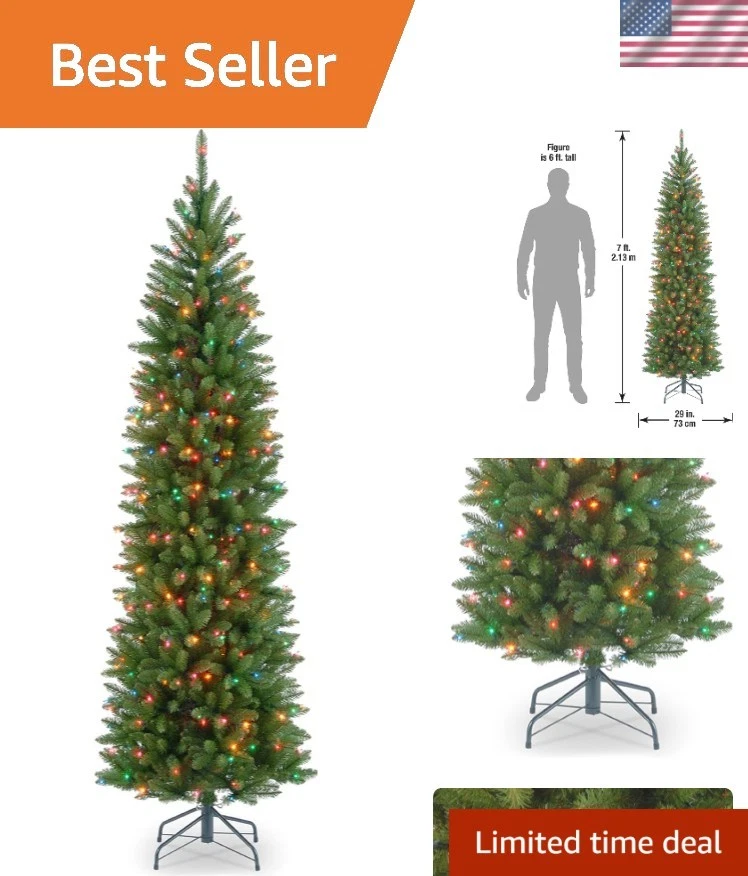 优雅 7 英尺 Pre-Lit Kingswood Fir 圣诞树带 300 个多色灯 — 第 1/4 张图片