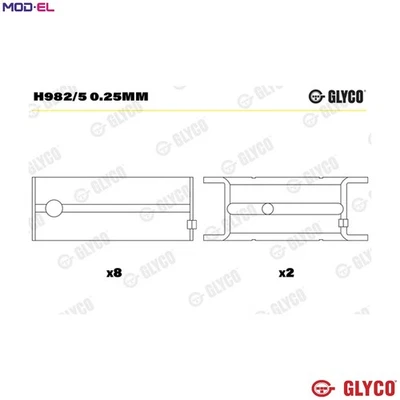 CRANKSHAFT BEARING H982/5 0.25mm +0.25mm FOR 17D/DR/XDTL X17DTL S18NV 18E 1.8L - Image 1 of 4