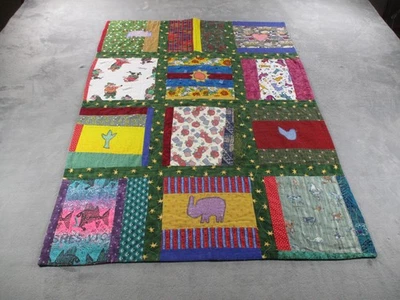 Manta de edredón de retazos hecha a mano vintage con fecha 2000 hecha en EE. UU. Apliques Foto 1 de 4