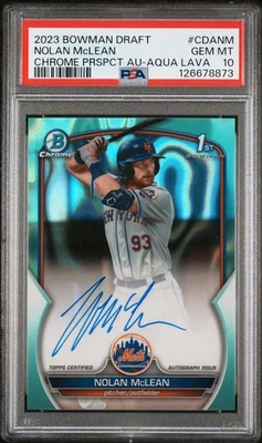 2023 BOWMAN DRAFT CHROME AUTO AQUA LAVA #CDANM NOLAN MCLEAN 80/199 PSA 10 - Image 1 of 2