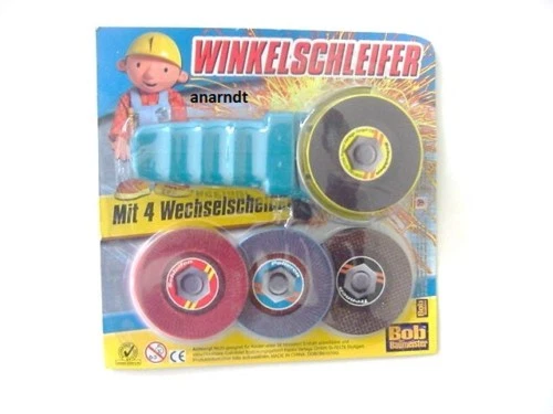 MARKENLOS Bob der Baumeister Winkelschleifer m. 4 Wechselscheiben