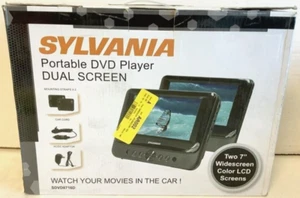 Sylvania SDVD8716D 7" Dual Screen Portable Black DVD Player CD play movies - Picture 1 of 4