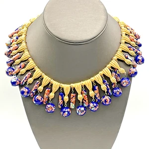 Vintage TRIFARI Halsband Halskette baumelnd Murano Millefiori Glasperlen RAR - Bild 1 von 14