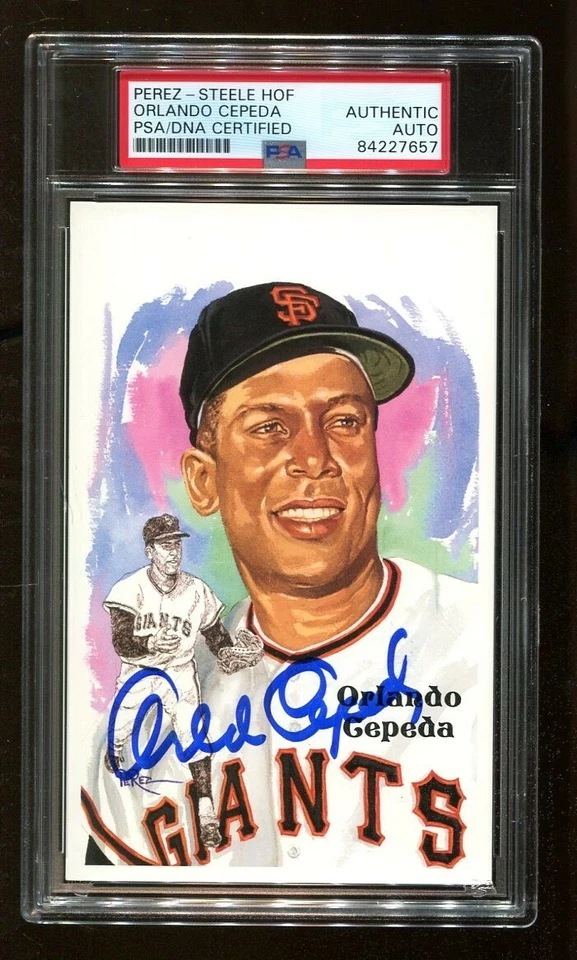 Orlando Cepeda Signed Perez-Steele HOF Postcard Autographed Giants PSA/DNA - Image 1 of 2