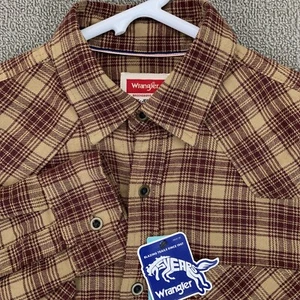 NEU Wrangler leichtes Flanellhemd mit Knopfleiste Herren Small Langarm braun kariert - Bild 1 von 16