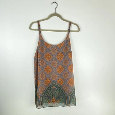 Blusa Cabi Transparente Para Mujer Mediana Sin Mangas Correas de Espagueti Geométrica Naranja Foto 1 de 4