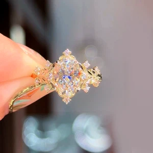 IGI Certified Lab Created 18k Yellow Gold Wedding Ring Oval Diamond 2.20 Ct - Picture 1 of 11