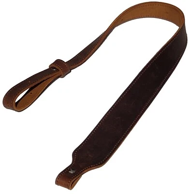 Buffalo Leather Cobra Style Rifle Gun Sling Crazy Horse DarkBrown Amish Handmade