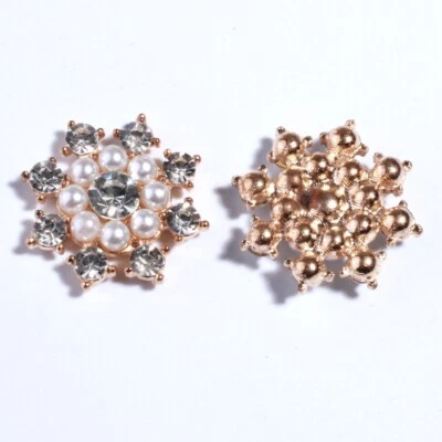 15PCS 22MM Newborn Silver Crystal Rhinestone Button For Wedding Invitation Pearl - Image 1 of 3