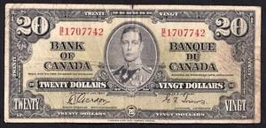 Canada 1937 $20 Twenty Dollar Banknote Gordon - Towers B/E 1707742 - Picture 1 of 2