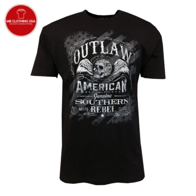 Camiseta Outlaw Southern Rebel Para Hombre - American Moto Club - Calavera - Alas Negra Foto 1 de 4