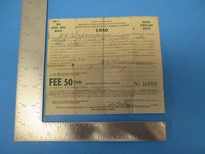 Vintage 1940 Minnesota Resident Fishing License, H.H. Vrooman, St. Paul, S1746 - Bild 1 von 2