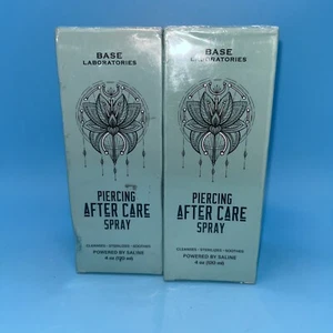2 Base Labs Piercing Aftercare Spray | Saline Solution for Piercings, Bumps 4 oz - Picture 1 of 3