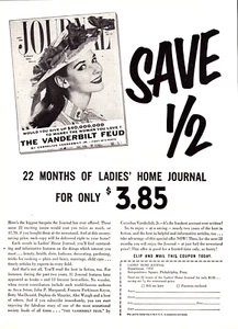 Ladies' Home Journal Magazine Vanderbilt Feud Lady Hat Vintage Print Ad 1956 - Picture 1 of 4