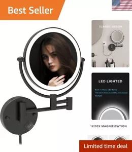 8 Inch LED Wall Mount Two-Sided Magnifying Makeup Vanity Mirror 12 Inch Exten... - Picture 1 of 9