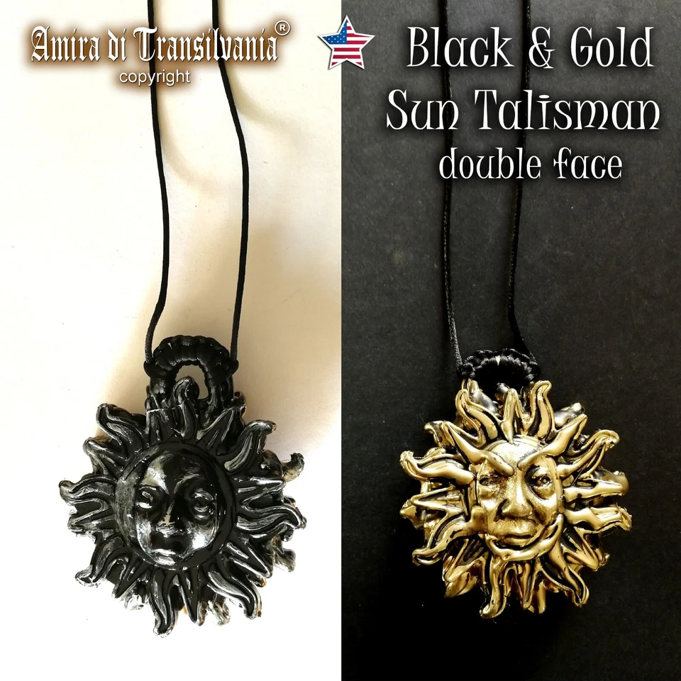 Black Sun Moon Astrology Sign Necklace Pendant Gothic Jewelry Witchcraft Symbols - Image 1 of 4