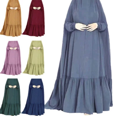 Overhead Abaya Women Muslim Hooded Prayer Dress Islamic Kaftan Burqa Robe Gown - Image 1 of 4