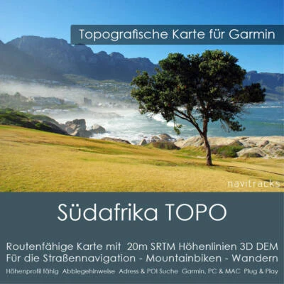 Südafrika & Lesotho Topo GPS Karte Garmin 4GB microSD | Garmin Win & MAC - Bild 1 von 4