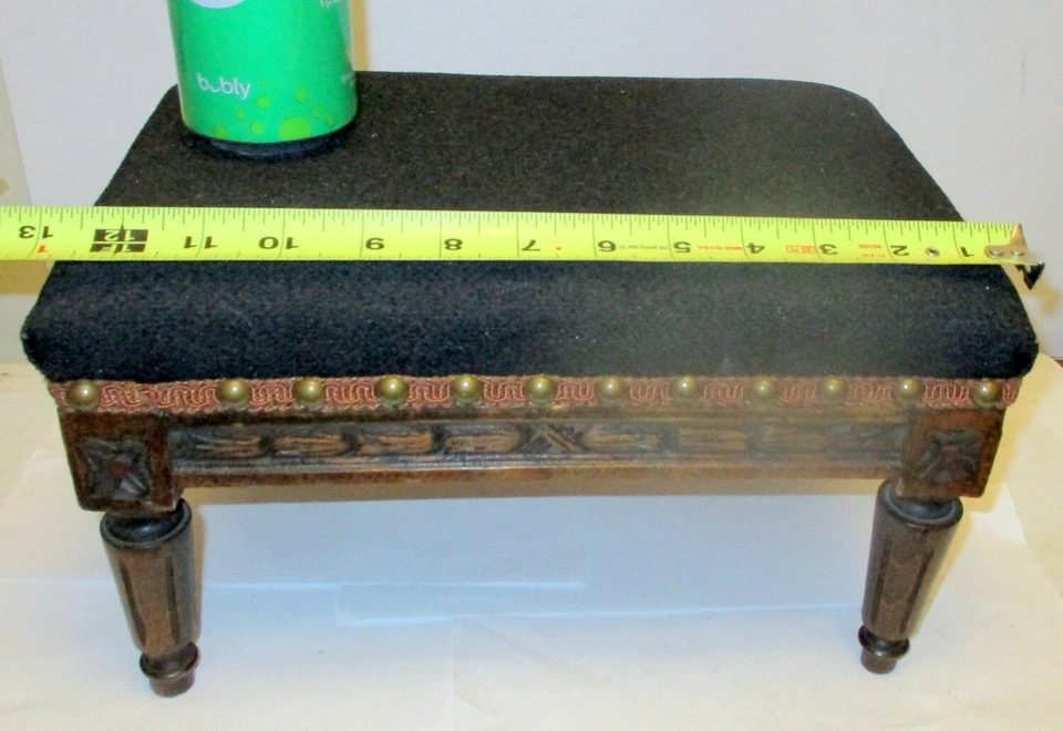 Antiguo REPOSAPIÉS FRANCÉS Luis XVl Madera Tallada De Colección Reposapiés Cañas Foto 1 de 4