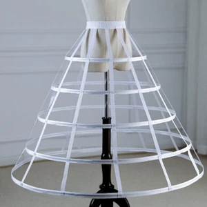 5 Hoop Cage Skirt Hoop Skirt Crinoline Wedding Bridal Dress Petticoat for Women - Picture 1 of 14