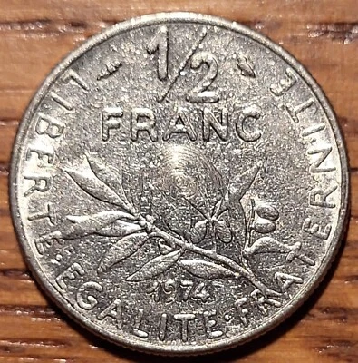 Moneda Francia 1974 1/2 Franco N169 Foto 1 de 2