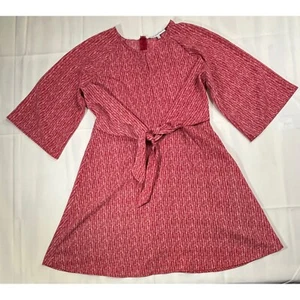 Collective Concepts Red Keyhole Neck Tie-Waist Fit & Flare Dress Bell Sleeve L - Picture 1 of 10