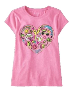 New Pink TCP The Children's Place Summer Vibes Heart Tee Shirt Size M 7-8 NWT - Picture 1 of 2