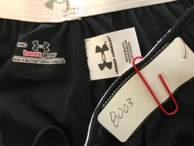 Under Armour women’s heatgear athletic shorts size M black pink white polyester - Image 1 of 4