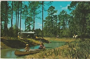 WALT DISNEY WORLD, FLORIDA POSTCARD Fort Wilderness, People in Canoe, Campers - Picture 1 of 2