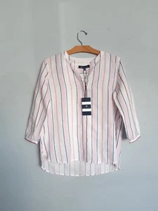 Crew Clothing Company Linen Cotton Top Blouse £55 RRP Striped size 10 - Picture 1 of 7