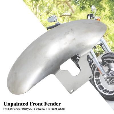 Metal Unpainted Short Bobberb Front Fender Fit For Harley M8 FATBOY FLFB 2018-23 - Imagem 1 de 4