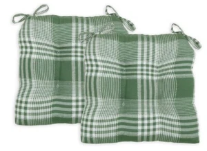 Essentials Exeter Check Chair Pad 2-pack, Green RETAIL: $57.00 - Picture 1 of 3