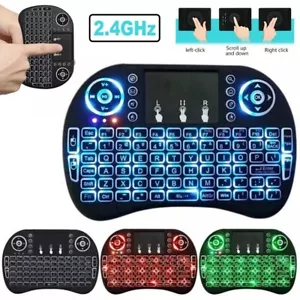 Wireless Mini Keyboard 2.4G with Backlit Touchpad PC Android TV Media Box - Picture 1 of 13