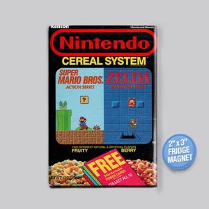 NINTENDO CEREAL SYSTEM - 2" x 3" KÜHLSCHRANKMAGNET (Vintage Box Zelda Super Mario) - Bild 1 von 3