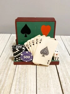 Poker Coaster Set A. Rickesca Carparatian MH230 Porcelain With Cork Bottoms - Picture 1 of 7