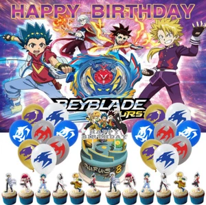 Beyblade Party Supplies Birthday Decor Set  Balloons Cake Toppers Backdrop 5x3ft - Picture 1 of 7