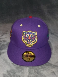 NEW ERA 59 FIFTY MLB DETROIT TIGERS 2000 PURPLE FITTED HAT SZ 7 3/4 MENS NEW - Picture 1 of 9
