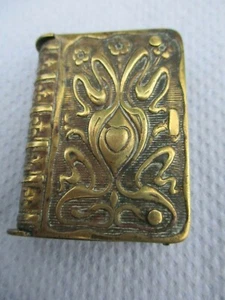 Antikes JUGENDSTIL Messing BUCH Form doppelseitiges Vesta Etui Herz & Blumen - Bild 1 von 7