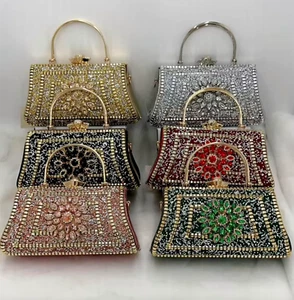 Clutch bag Rhinestone Women's Glitter Handbag Crystal Party Elegant Evening bag - Picture 1 of 18