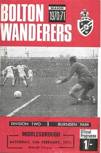 Football Programme>BOLTON WANDERERS v MIDDLESBROUGH Feb 1971 - Picture 1 of 1